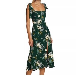 Reformation Green Floral Dress